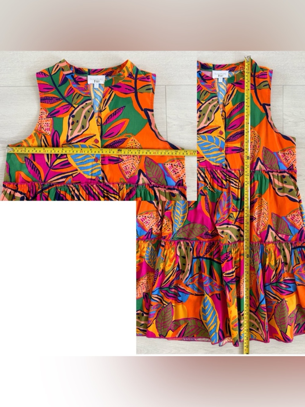 Sugarlips Milana Adrina Floral Tropical Tiered Ruffle Mini Shift Dress Womens S - Picture 8 of 8